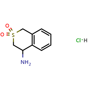 Chemical structure of 2,2-Dioxo-3,4-dihydro-1H-isothiochromen-4-amine hydrochloride , CAS 1187830-61-0, AChemBlock Y220237