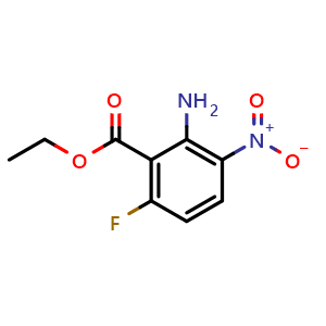 Chemical structure of Ethyl 2-amino-6-fluoro-3-nitrobenzoate , CAS 150368-37-9, AChemBlock Y220243
