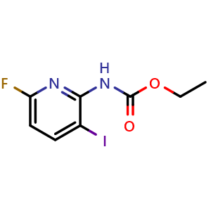 Chemical structure of Ethyl 6-fluoro-3-iodopyridin-2-ylcarbamate , CAS 1001070-26-3, AChemBlock Y220244