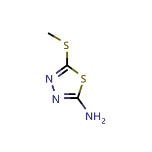 Chemical structure of 5-(Methylthio)-1,3,4-thiadiazol-2-amine , CAS 5319-77-7, AChemBlock Y220253