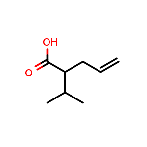 Chemical structure of 2-Isopropylpent-4-enoic acid , CAS 1575-71-9, AChemBlock Y220265