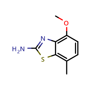 Chemical structure of 4-Methoxy-7-methyl-benzothiazol-2-ylamine , CAS 88686-30-0, AChemBlock Y220267