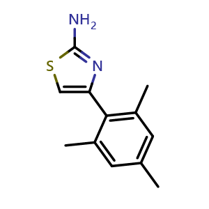 Chemical structure of 4-(2,4,6-Trimethyl-phenyl)-thiazol-2-ylamine , CAS 81529-60-4, AChemBlock Y220273