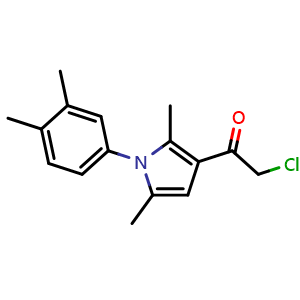 Chemical structure of 2-Chloro-1-[1-(3,4-dimethylphenyl)-2,5-dimethyl-1H-pyrrol-3-yl]ethanone , CAS 568559-39-7, AChemBlock Y220287