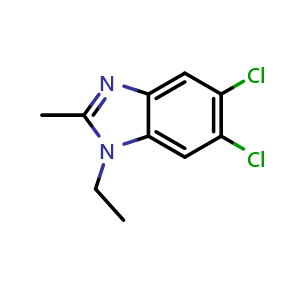 Chemical structure of 5,6-Dichloro-1-ethyl-2-methyl-1H-benzo[d]imidazole , CAS 3237-62-5, AChemBlock Y220297
