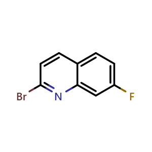 Chemical structure of 2-Bromo-7-fluoroquinoline , CAS 181147-94-4, AChemBlock Y220302