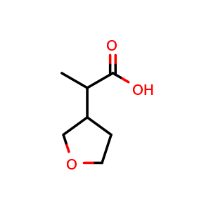 Chemical structure of 2-(Oxolan-3-yl)propanoic acid , CAS 1489399-71-4, AChemBlock Y220305