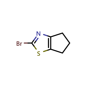 Chemical structure of 2-Bromo-4H,5H,6H-cyclopenta[d][1,3]thiazole , CAS 1080642-17-6, AChemBlock Y220312