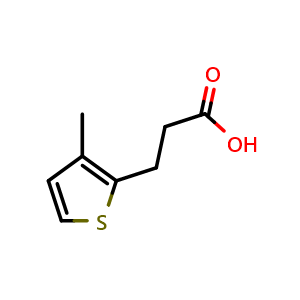 Chemical structure of 3-(3-Methylthiophen-2-yl)propanoic acid , CAS 25468-85-3, AChemBlock Y220316