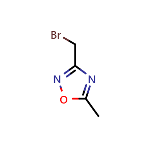 Chemical structure of 3-(Bromomethyl)-5-methyl-1,2,4-oxadiazole , CAS 959406-40-7, AChemBlock Y220339