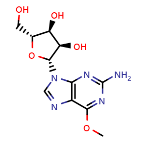 Chemical structure of 6-O-Methyl Guanosine , CAS 7803-88-5, AChemBlock Y220361