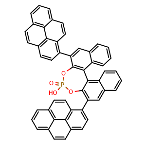 Chemical structure of (11bR)-2,6-Di-1-pyrenyl-4-hydroxy-4-oxide-dinaphtho[2,1-d:1',2'-f][1,3,2]dioxaphosphepin , CAS 2270966-57-7, AChemBlock Y220368