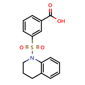 Chemical structure of 3-(1,2,3,4-tetrahydroquinoline-1-sulfonyl)benzoic acid , CAS 326866-55-1, AChemBlock Y220377