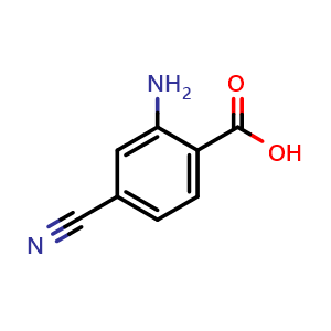 Chemical structure of 2-Amino-4-cyanobenzoic acid , CAS 64630-00-8, AChemBlock Y220404