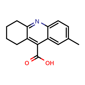Chemical structure of 7-Methyl-1,2,3,4-tetrahydroacridine-9-carboxylic acid , CAS 345621-27-4, AChemBlock Y220407