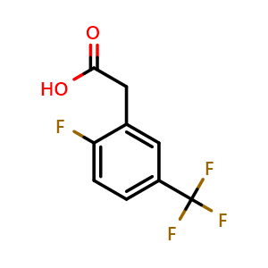 Chemical structure of 2-(2-Fluoro-5-(trifluoromethyl)phenyl)acetic acid , CAS 220227-66-7, AChemBlock Y220409