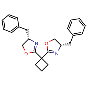Chemical structure of (4S,4'S)-2,2'-Cyclobutylidenebis[4,5-dihydro-4-(phenylmethyl)oxazole] , CAS 1003886-03-0, AChemBlock Y220413