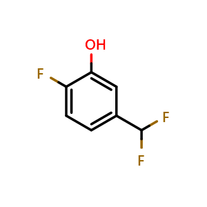 Chemical structure of 5-(Difluoromethyl)-2-fluorophenol , CAS 1214348-52-3, AChemBlock Y220419