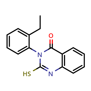 Chemical structure of 3-(2-Ethylphenyl)-2-sulfanyl-3,4-dihydroquinazolin-4-one , CAS 177951-34-7, AChemBlock Y220428