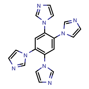 Chemical structure of 1,2,4,5-Tetra(1H-imidazol-1-yl)benzene , CAS 1220714-37-3, AChemBlock Y220437