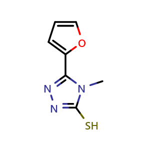 Chemical structure of 5-(2-Furyl)-4-methyl-4h-1,2,4-triazol-3-yl hydrosulfide , CAS 27106-14-5, AChemBlock Y220485