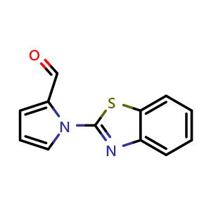 Chemical structure of 1-(1,3-Benzothiazol-2-yl)-1h-pyrrole-2-carbaldehyde , CAS 383135-58-8, AChemBlock Y220496
