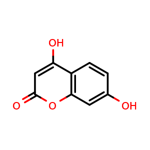 Chemical structure of 4,7-Dihydroxy-2H-chromen-2-one , CAS 1983-81-9, AChemBlock Y220500