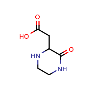 Chemical structure of 2-(3-Oxopiperazin-2-yl)acetic acid , CAS 405214-33-7, AChemBlock Y220503
