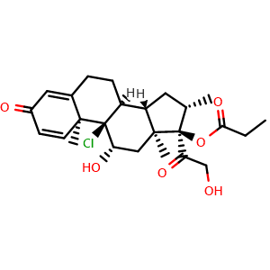 Chemical structure of Beclomethasone 17-propionate , CAS 5534-18-9, AChemBlock Y220511