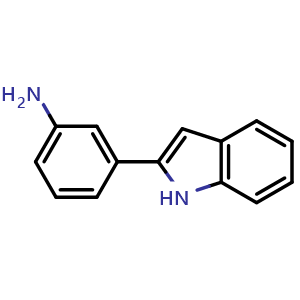 Chemical structure of 3-(1H-indol-2-yl)aniline , CAS 6318-72-5, AChemBlock Y220524