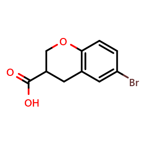 Chemical structure of 6-Bromochromane-3-carboxylic acid , CAS 923225-74-5, AChemBlock Y220528