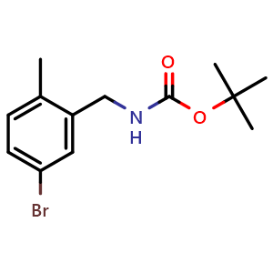 Chemical structure of tert-Butyl (5-bromo-2-methylbenzyl)carbamate , CAS 1177558-43-8, AChemBlock Y220547
