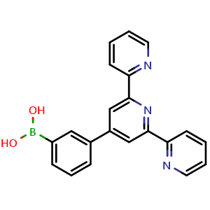 Chemical structure of (3-([2,2':6',2''-Terpyridin]-4'-yl)phenyl)boronic acid , CAS 1384573-25-4, AChemBlock Y220553