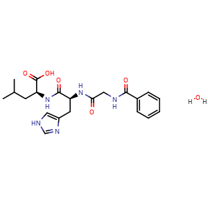 Chemical structure of N-Benzoyl-Gly-His-Leu (hydrate) , CAS 207386-83-2, AChemBlock Y220585