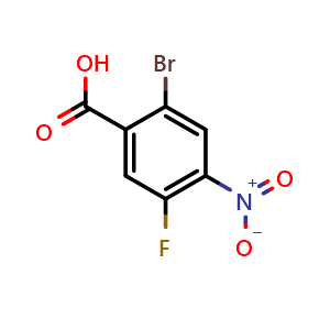 Chemical structure of 2-Bromo-5-fluoro-4-nitrobenzoicacid , CAS 1805189-72-3, AChemBlock Y220593