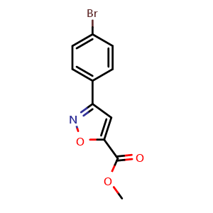 Chemical structure of Methyl 3-(4-bromophenyl)isoxazole-5-carboxylate , CAS 377053-86-6, AChemBlock Y220623