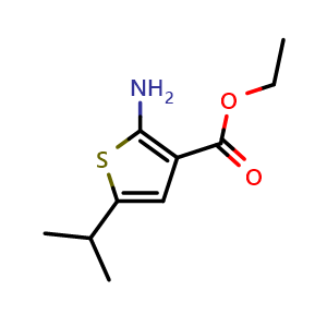 Chemical structure of Ethyl 2-amino-5-isopropylthiophene-3-carboxylate , CAS 65416-85-5, AChemBlock Y220634