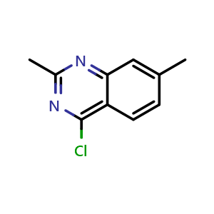 Chemical structure of 4-Chloro-2,7-dimethylquinazoline , CAS 1444351-21-6, AChemBlock Y220644