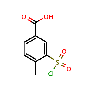 Chemical structure of 3-Chlorosulfonyl-4-methylbenzoic acid , CAS 2548-29-0, AChemBlock Y220647