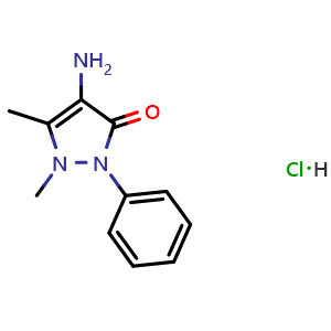 Chemical structure of 4-Aminoantipyrine hydrochloride , CAS 22198-72-7, AChemBlock Y220649