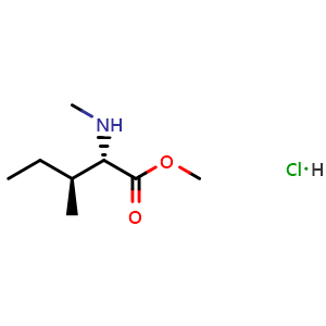 Chemical structure of (2S,3S)-Methyl 3-methyl-2-(methylamino)pentanoate hydrochloride , CAS 3339-43-3, AChemBlock Y220651