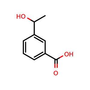 Chemical structure of 3-(1-Hydroxyethyl)benzoic acid , CAS 283608-37-7, AChemBlock Y220652