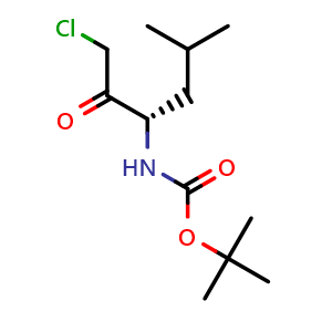 Chemical structure of (S)-tert-Butyl (1-chloro-5-methyl-2-oxohexan-3-yl)carbamate , CAS 102123-85-3, AChemBlock Y220653