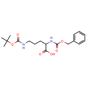 Chemical structure of Z-DL-Orn(Boc)-OH , CAS 199924-46-4, AChemBlock Y220656