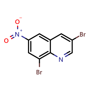 Chemical structure of 3,8-Dibromo-6-nitroquinoline , CAS 696611-46-8, AChemBlock Y220675
