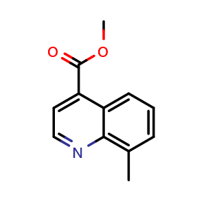 Chemical structure of Methyl 8-methylquinoline-4-carboxylate , CAS 1593934-90-7, AChemBlock Y220703