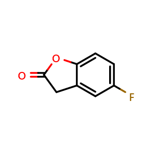 Chemical structure of 5-Fluorobenzofuran-2(3H)-one , CAS 886985-48-4, AChemBlock Y220708