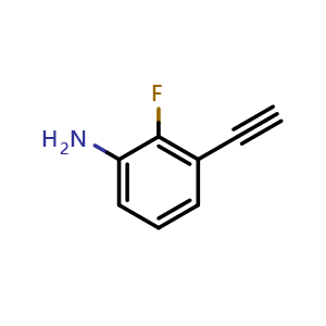 Chemical structure of 3-Ethynyl-2-fluoroaniline , CAS 870606-34-1, AChemBlock Y220712
