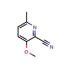 Chemical structure of 3-Methoxy-6-methylpicolinonitrile , CAS 95109-36-7, AChemBlock Y220714