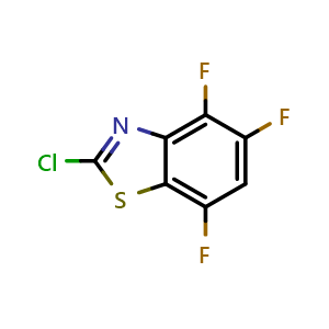Chemical structure of 2-Chloro-4,5,7-trifluorobenzo[d]thiazole , CAS 1379336-88-5, AChemBlock Y220722